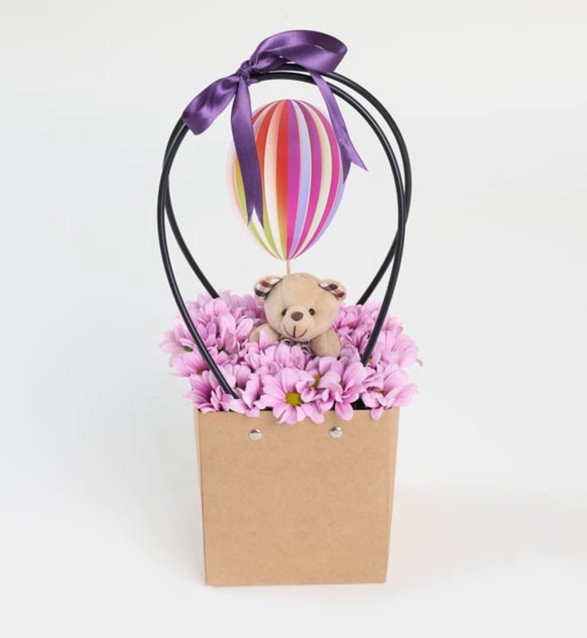 KRAFT ÇANTADA PEMBE PAPATYA VE AYICIK ANAHTARLIK